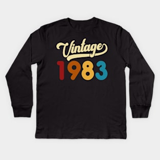 1983 Vintage Gift 37th Birthday Retro Style Kids Long Sleeve T-Shirt